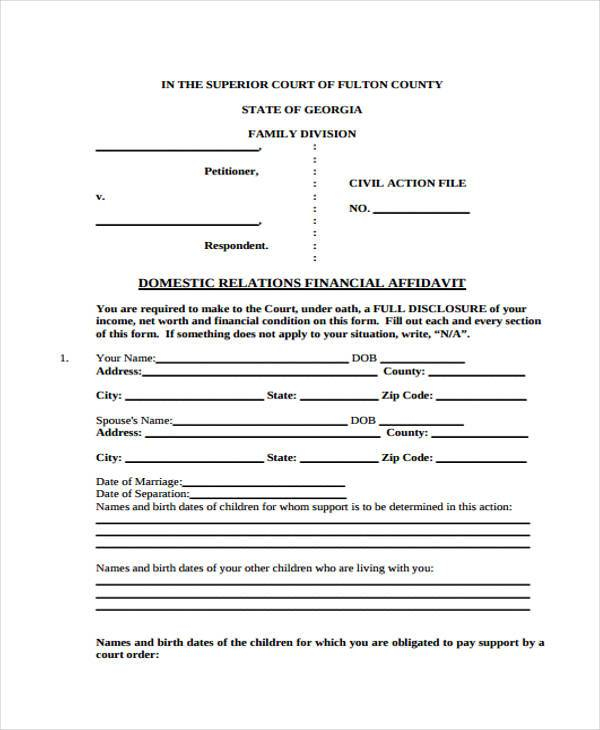 FREE 8 Sample Relationship Affidavit Forms In PDF MS Word