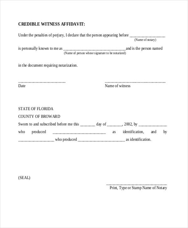 FREE 8 Witness Affidavit Form Samples In PDF MS Word