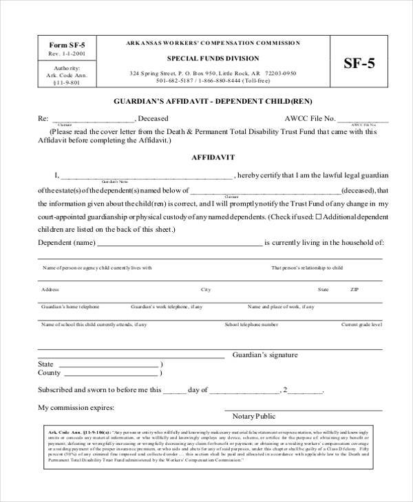 FREE 9 Sample Guardianship Affidavit Forms In PDF MS Word