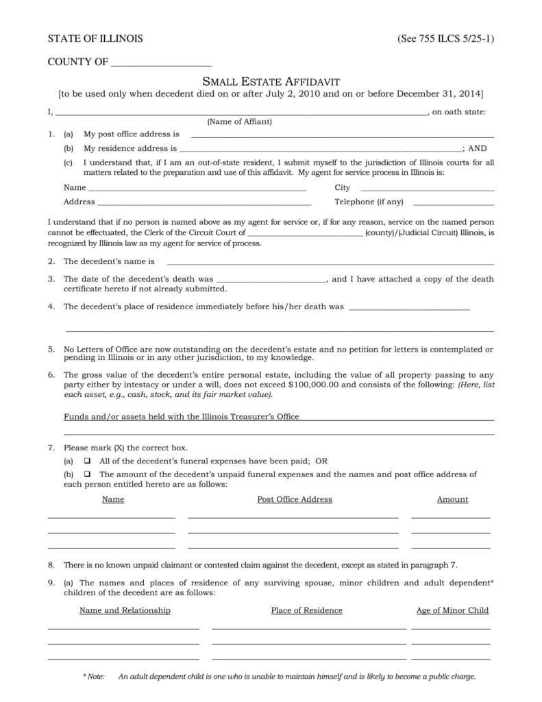 FREE 9 Small Estate Affidavit Forms In PDF