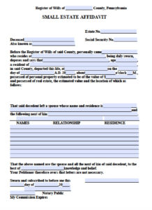 Free Pennsylvania Small Estate Affidavit Form PDF Word