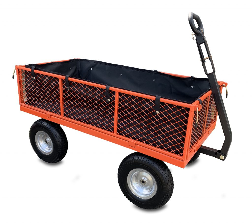 Garden Trolley Large 350kg Flat Free Tyres Drop Sides Sherpa Tools