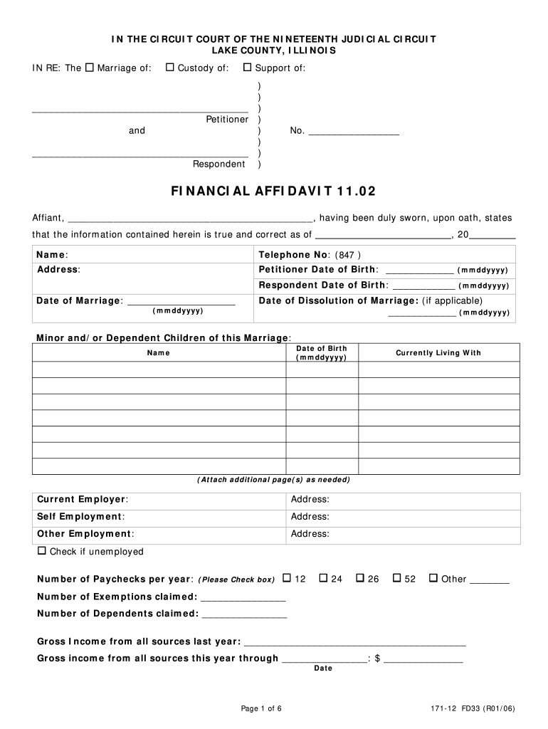 Illinois Financial Affidavit Fill Online Printable Fillable Blank
