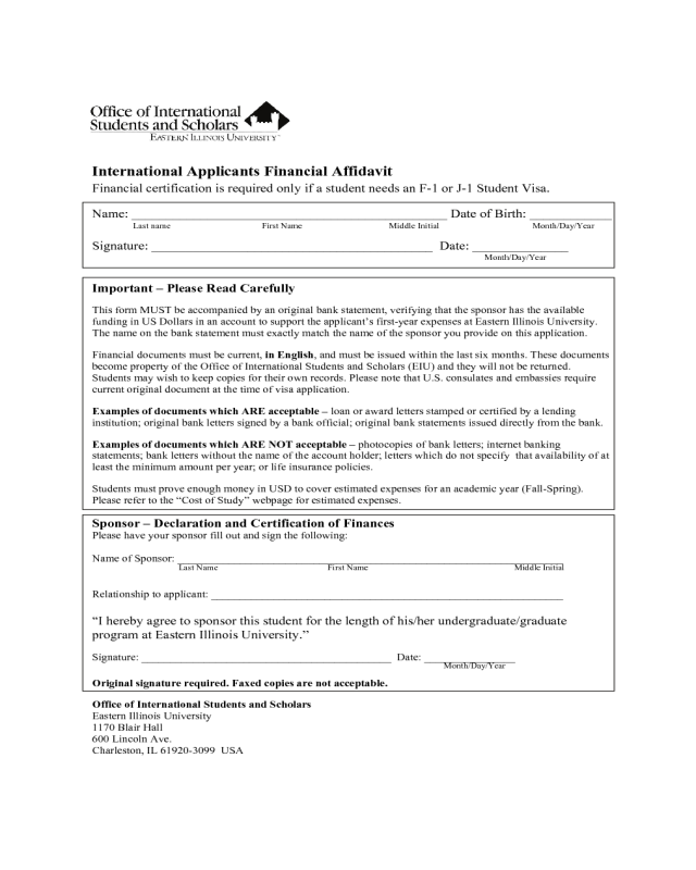International Applicants Financial Affidavit Form Illinois Edit 