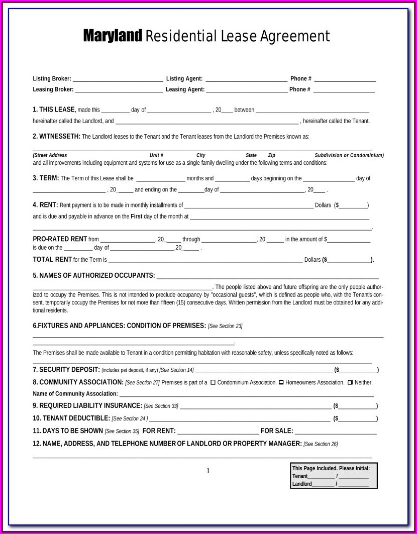 Montgomery County Maryland Rental Application Form Form Resume