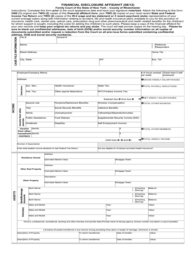 Nys Financial Affidavit Fill Out And Sign Printable PDF Template