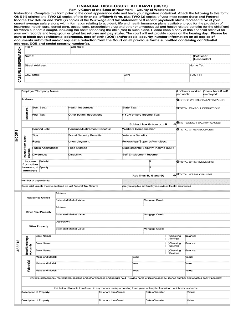 Nys Financial Affidavit Fill Out And Sign Printable PDF Template 