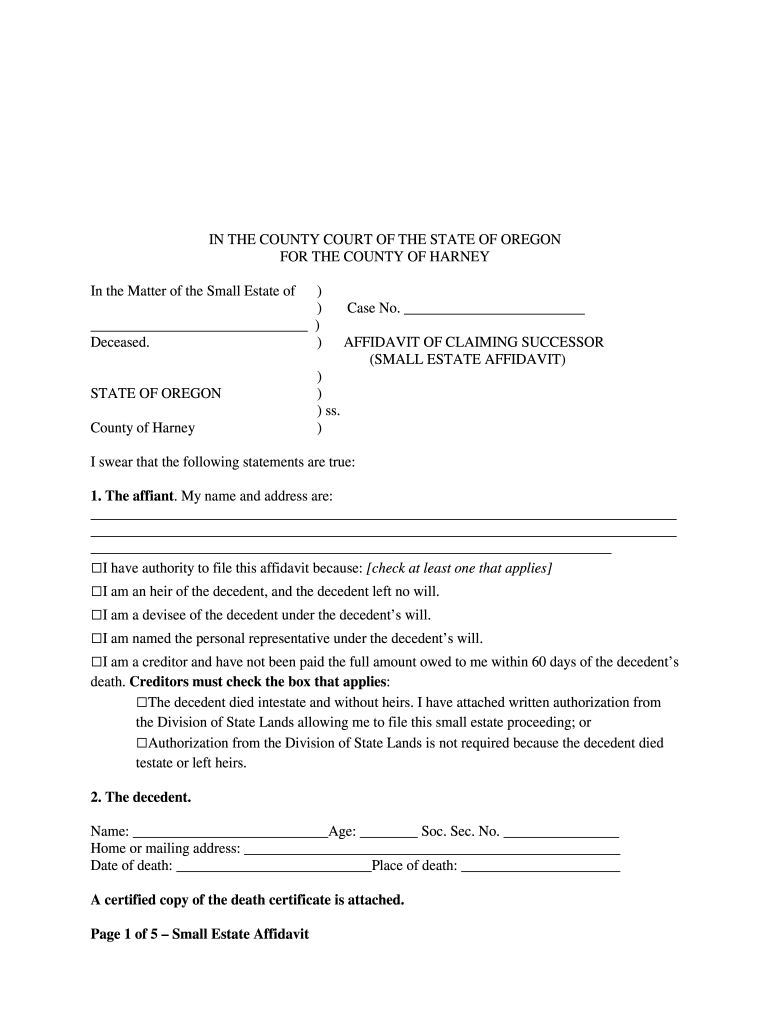 Oregon Affidavit Fill Out And Sign Printable PDF Template SignNow