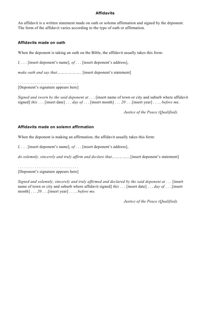 Queensland Australia Affidavits Download Printable PDF Templateroller