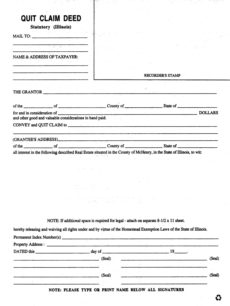 Quitclaim Deed Illinois Fill Online Printable Fillable Blank 