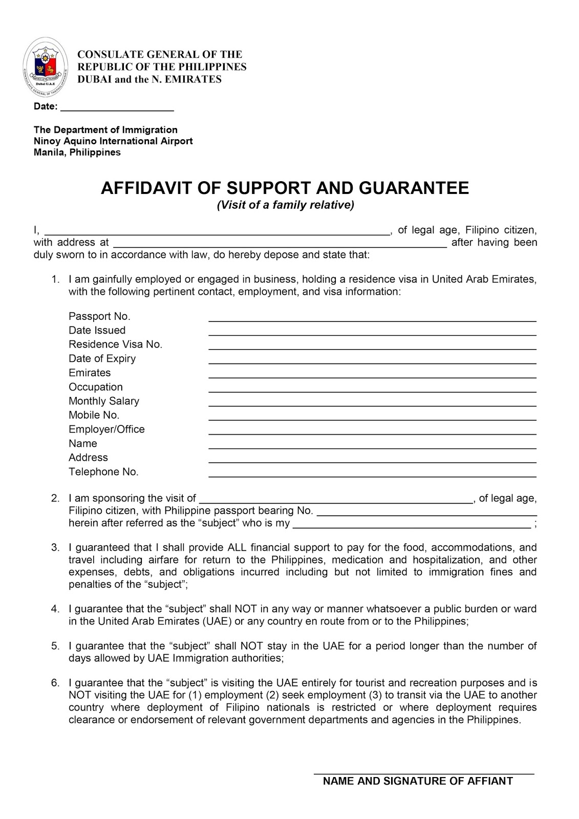 Renewal For In Form Dubai Passport Philippine Philippine Affidavit