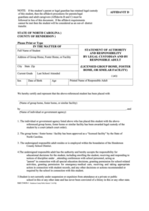 Affidavit D State Of North Carolina Printable Pdf Download