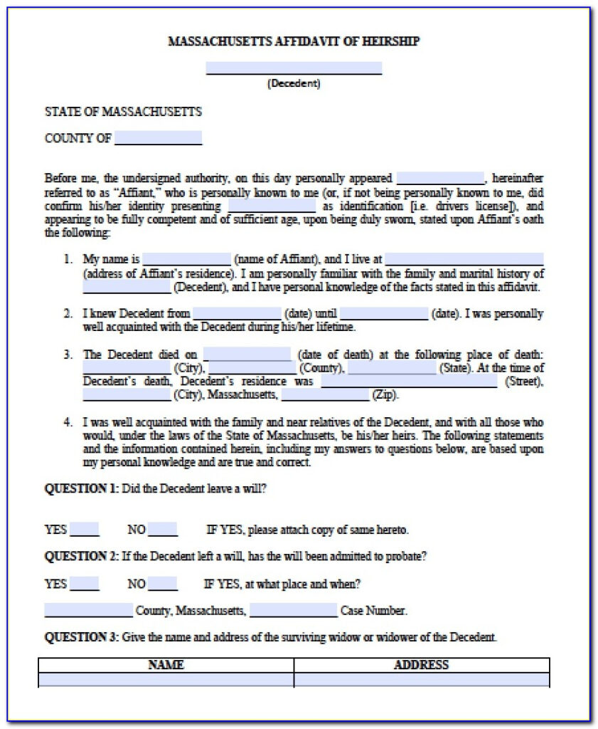 Affidavit Of Heirship Form Vtr 262 Form Resume Examples GrykgrjOwn