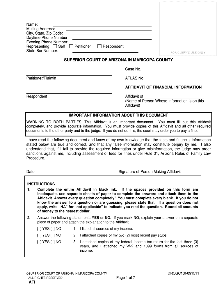 Arizona Affidavit Forms Fill Out And Sign Printable PDF Template 