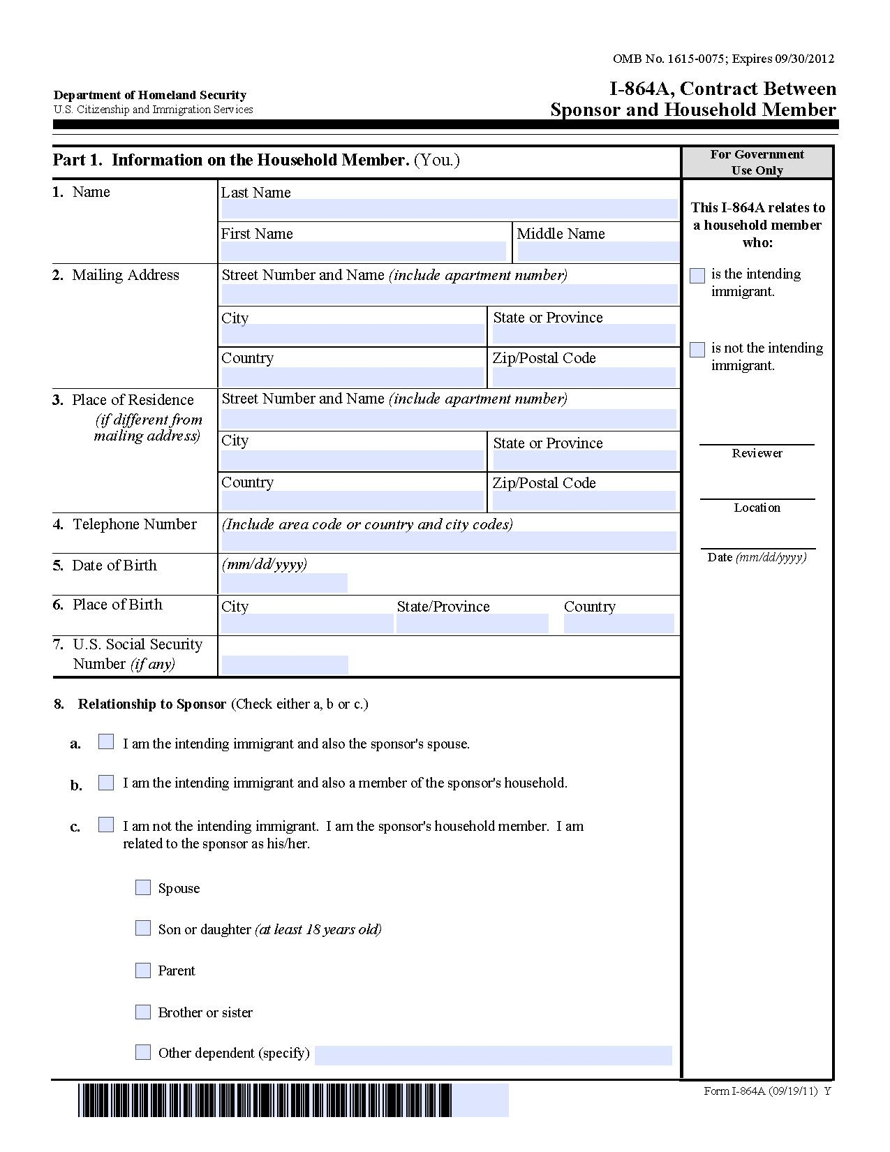 I 864 Affidavit Of Support Joint Sponsor Form 2023