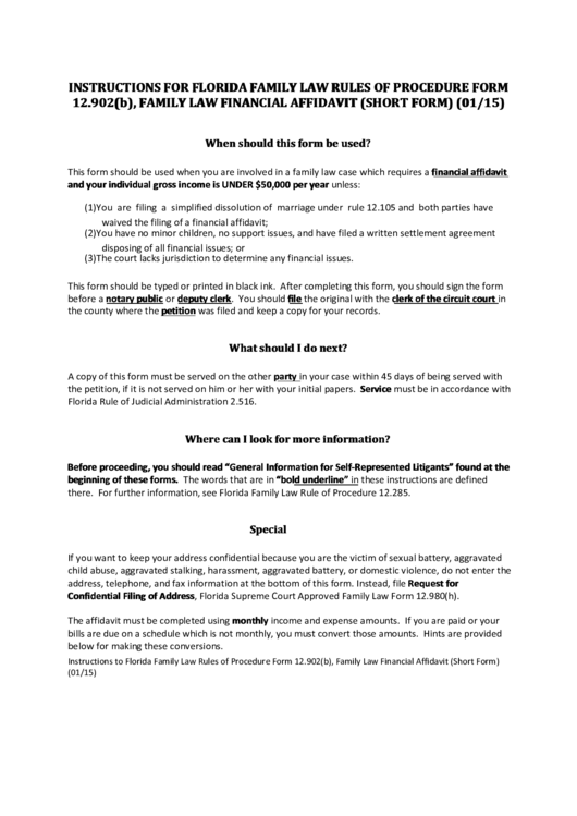 Family Law Financial Affidavit Short Form Printable Pdf Download