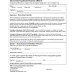 Fillable International Applicants Financial Affidavit Form Printable