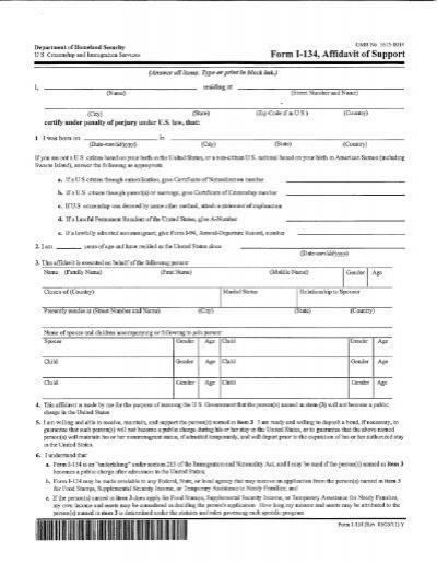 Form 1 134 Affidavit Of Support