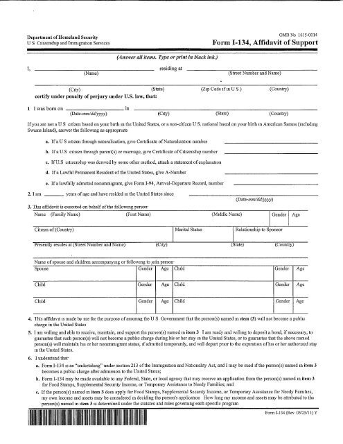 Form 1 134 Affidavit Of Support