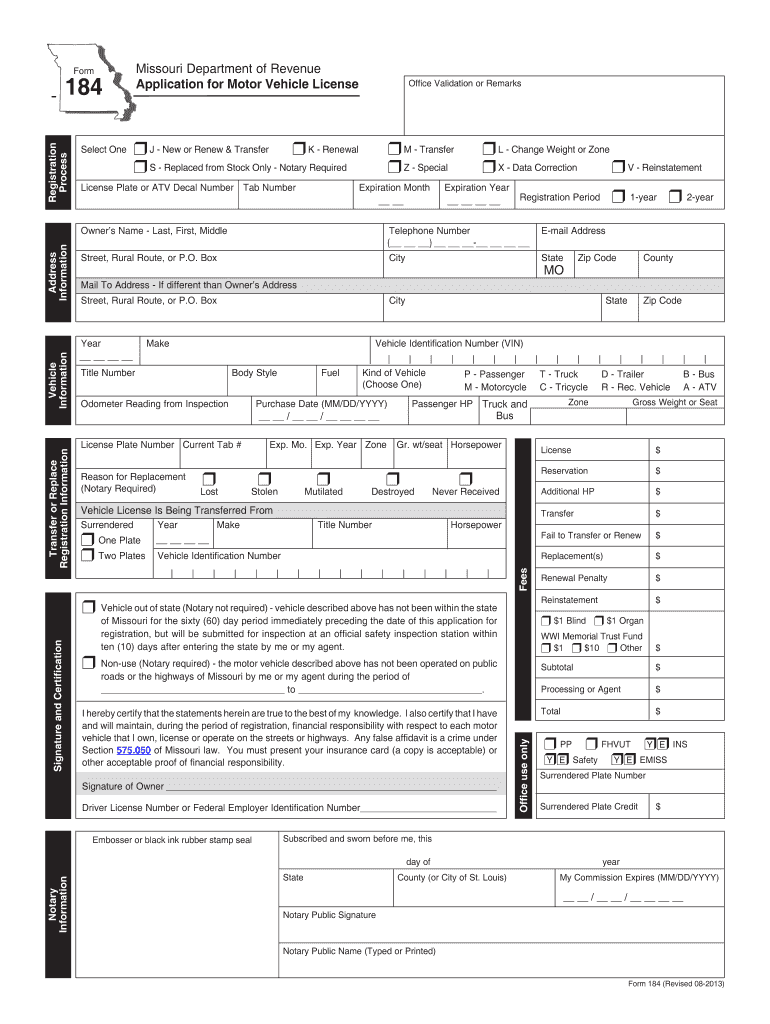 Form 184 Mo Fill Online Printable Fillable Blank PdfFiller