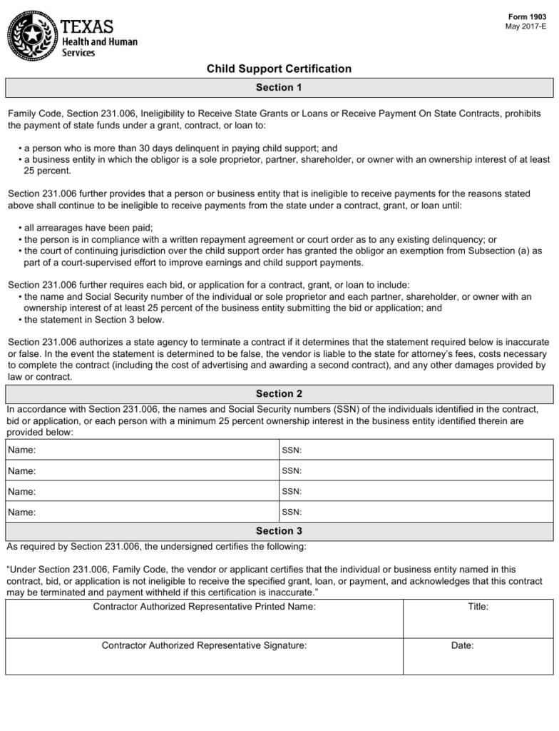 Form 1903 Download Fillable PDF Or Fill Online Child Support 