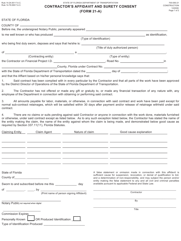 Form 700 050 21 21 A Download Fillable PDF Or Fill Online Contractor 