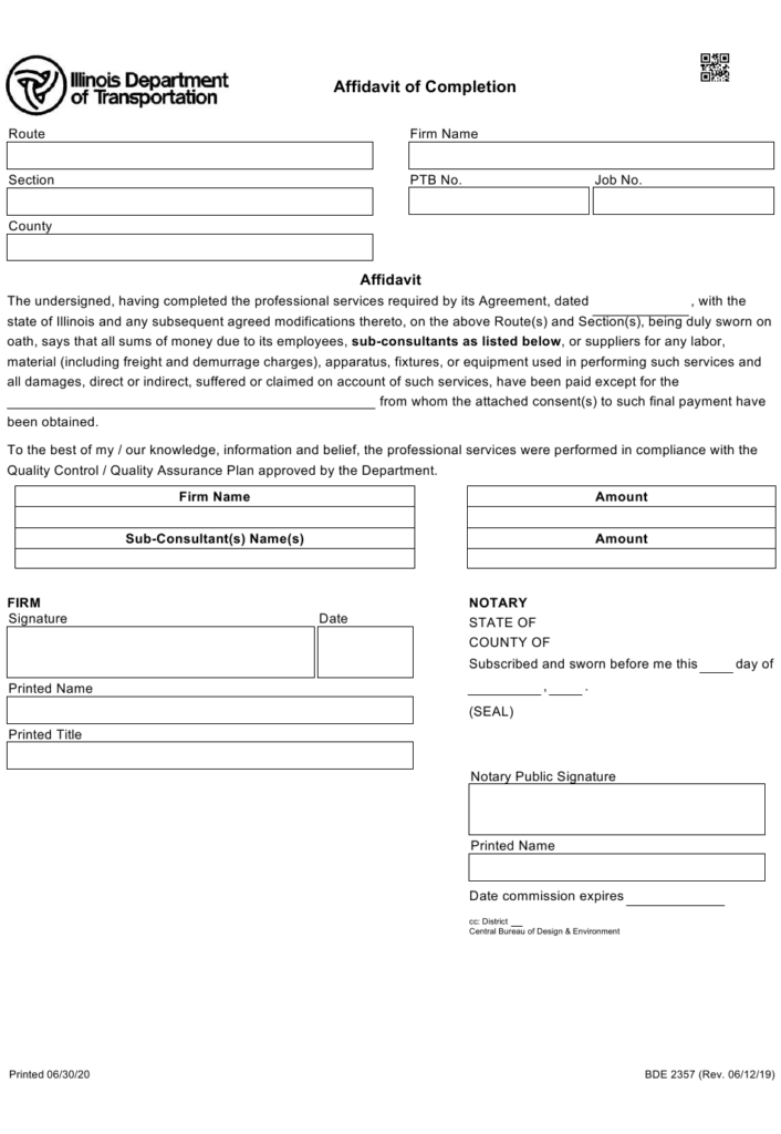 Form BDE2357 Download Fillable PDF Or Fill Online Affidavit Of 