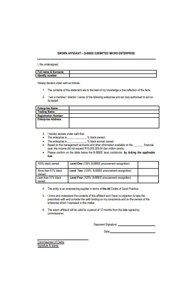 FREE 52 Affidavit Forms In PDF MS Word XLS
