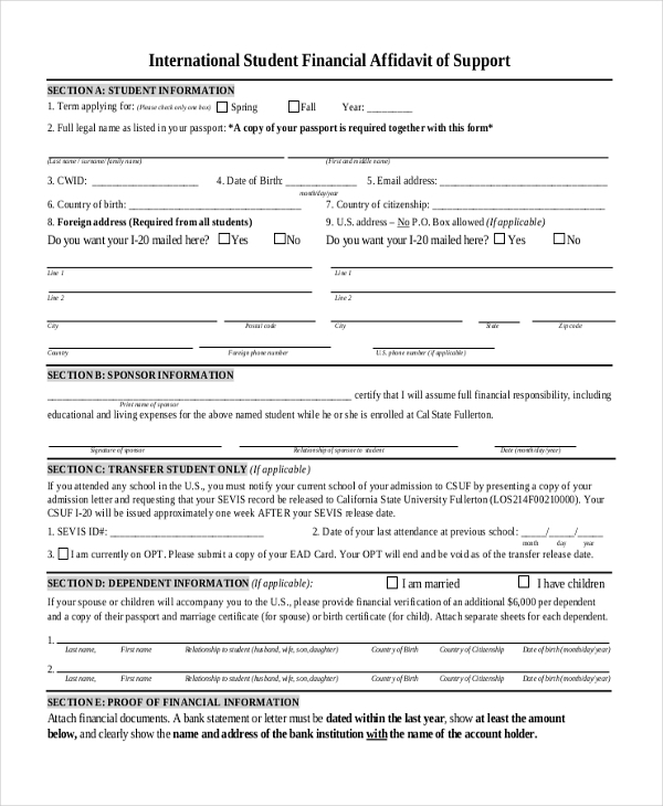 FREE 9 Sample Financial Affidavit Forms In PDF MS Word