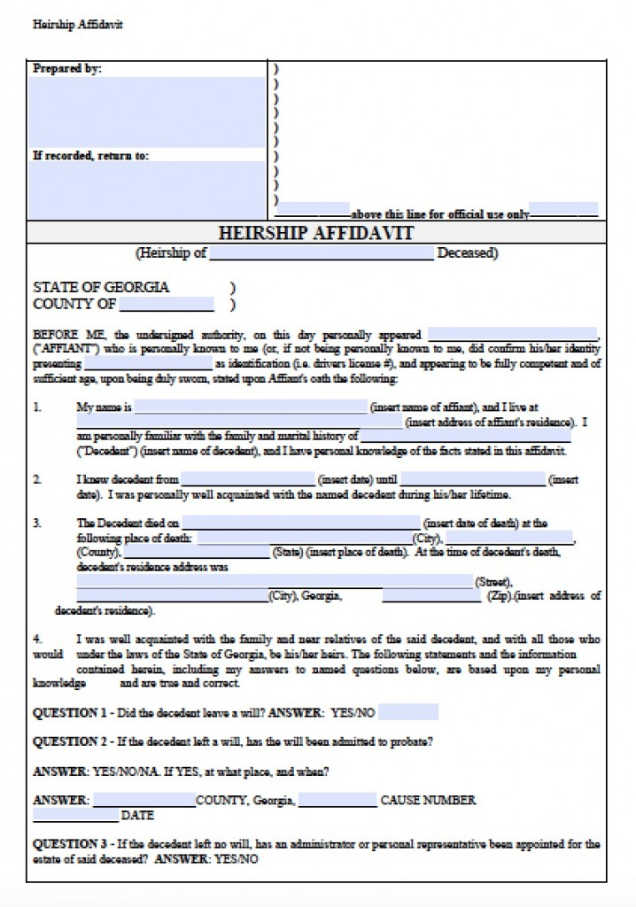 Free Georgia Small Estate Banking Affidavit Form PDF Word