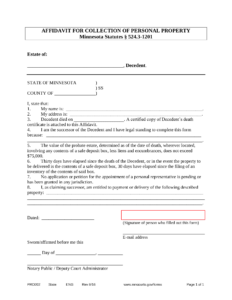 Free Minnesota Small Estate Affidavit Form PRO202 PDF EForms