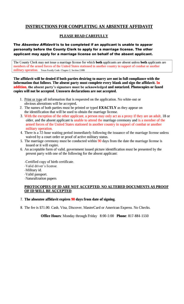 Free Texas Affidavit Of Absent Applicant WikiForm