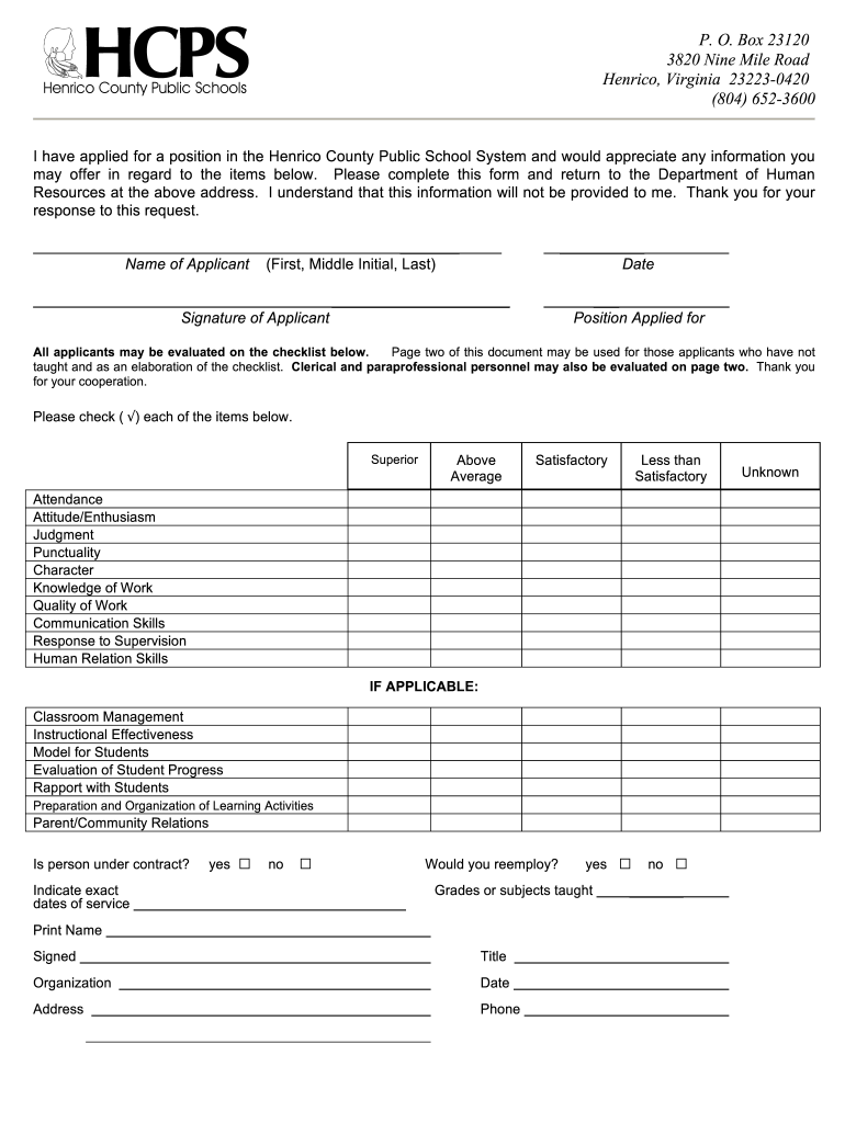 Henrico County Application Form Fill Online Printable Fillable 