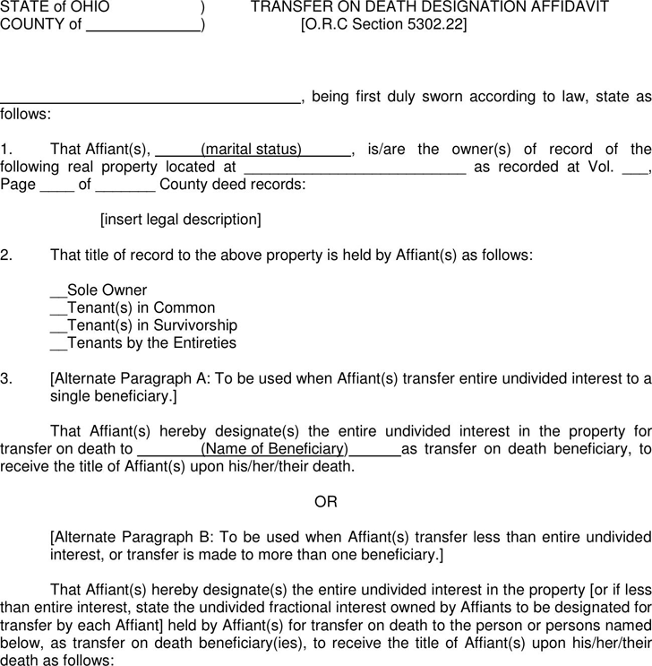 How To Fill Out A Transfer On Death Designation Affidavit