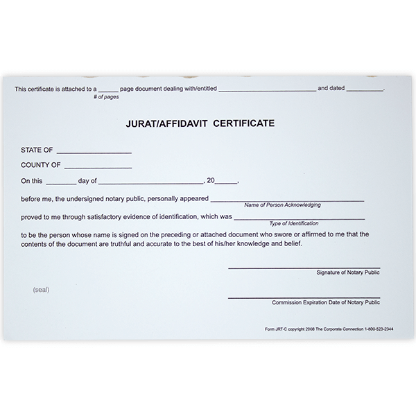 Jurat Affidavit Notary Certificates Corp Connect