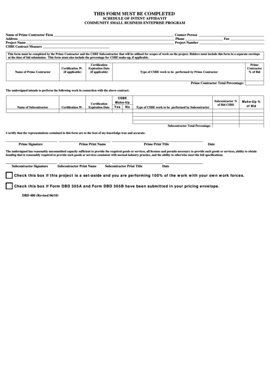 Miami Dade County Schedule Of Intent Affidavit Printable Pdf Download