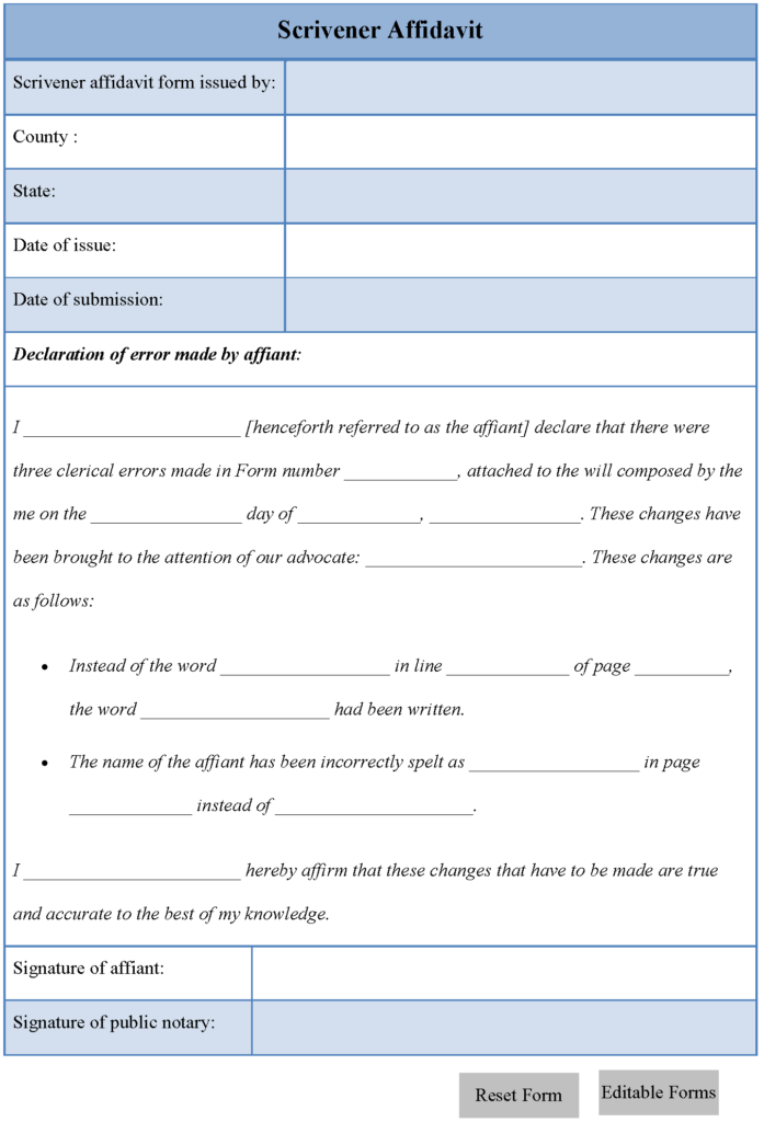 Scrivener Affidavit Form Editable Forms