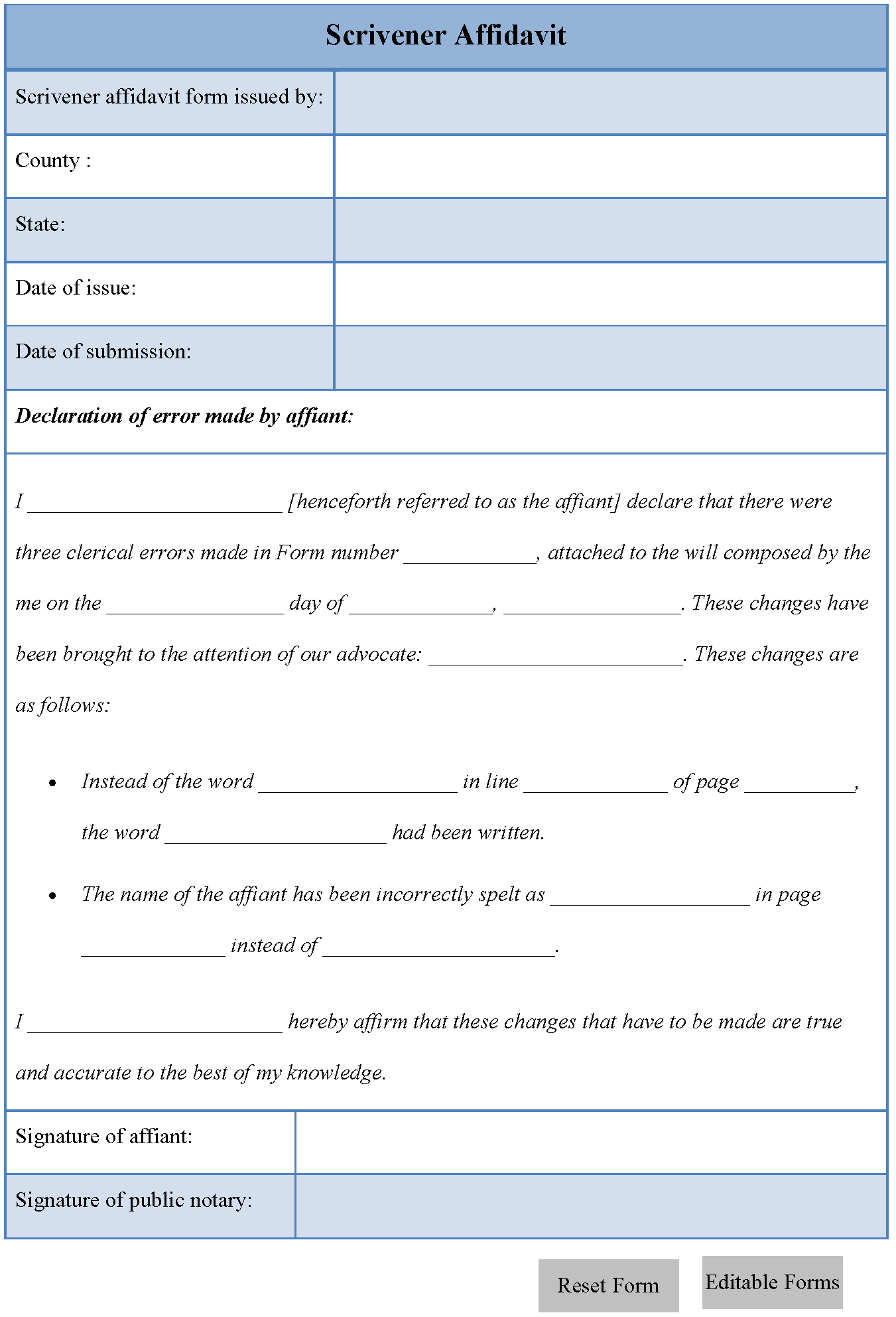 Free Scriveners Affidavit Form 2024 2208