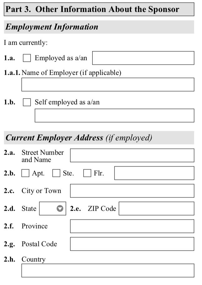 Self Employed Affidavit Of Support Form I 134 K 1 Fiance e Visa 