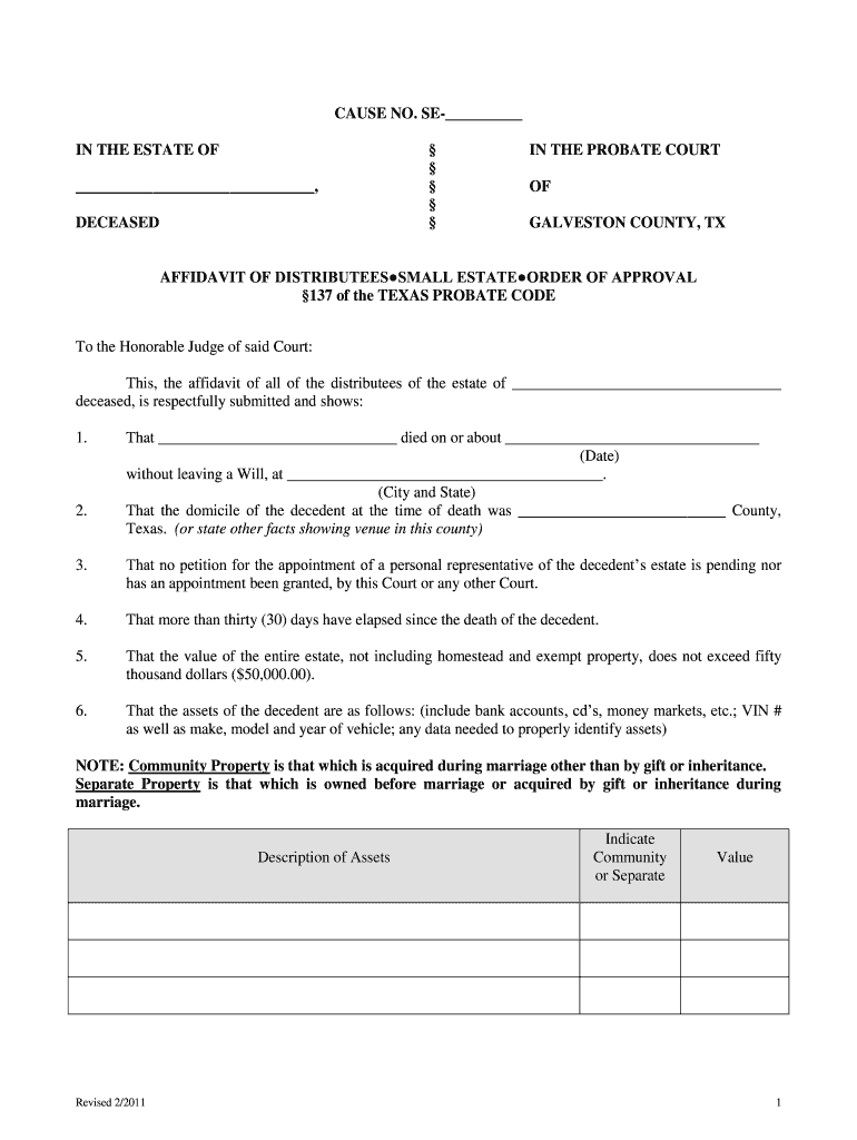 Blank Small Estate Affidavit Form 2022 PrintableAffidavitForm