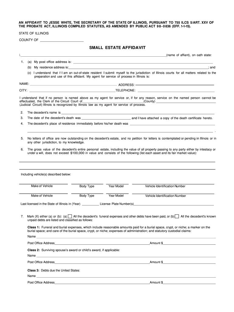 Small Estate Fill Out And Sign Printable PDF Template SignNow