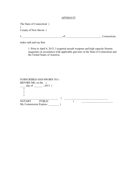 Sworn Affidavit County Of New Haven Printable Pdf Download